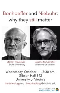 Bonhoeffer and Niebuhr event, Stanley Hauerwas, Eugene McCarraher