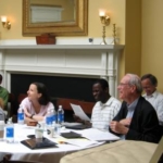 Participants listening to a presentation