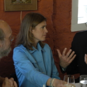 Charles and Karen Marsh speaking with Timothy Gorringe over dinner UVA Spring Institute for Lived Theology - Built Environment 2006