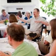 Peter Slade and other participants contribute thoughts to the book project, "Lived Theology: Style, Method, and Pedagogy"