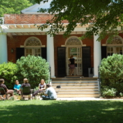 A small group meets outside on the beautiful U.Va. grounds 2008 SILT small group